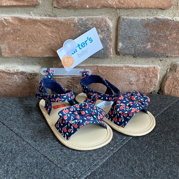 9-12M NWT Carter’s Sandals - Navy with Cherries - Picture 1 of 11